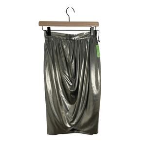 NWT Vintage Francesca of Damon Metallic Futuristic Wrap Front Pencil Skirt Sz 6
